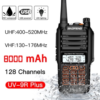 Baofeng UV-9R Plus Walkie Talkie 5W 8000mAh UHF/VHF Long Range IP67 Waterproof Dual Band Handheld 2 Way Radio With Free Earphones
