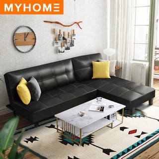 MYHOME: JORDY PU Leather L-Shape Sofa Bed 2 in 1