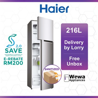[Sanitized] Haier 216L 2 Door Top Mount Refrigerator Fridge Peti Ais Peti Sejuk HRF-238H