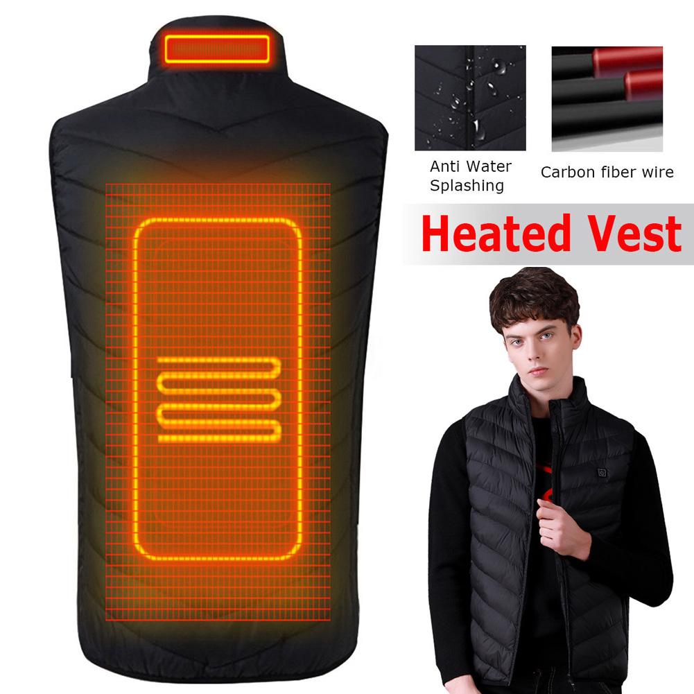 Men Carbon Fiber Vest USB Charge Warm Constant Temperature Thermal Clothing Security Intelligence Coat Electric Heating