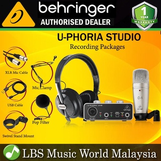 Behringer U-PHORIA STUDIO Recording Bundle with Mic Clamp and Pop Filter UM-2 C1 (UPHORIA UM2 C1 HPS5000)
