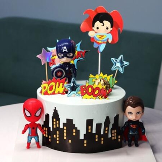 The Marvel Avengers Alliance Batman Spiderman Iron Man Figure Doll Toys Cake Topper Decorations Childrens Gift