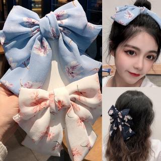 Korean Version of the Oversized Ins Hot Chiffon Big Bow Hairpin Girl Fashion Travel Floral Spring Clip