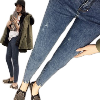 S-XL Girl's Skinny Strechable High Waist Long Jeans