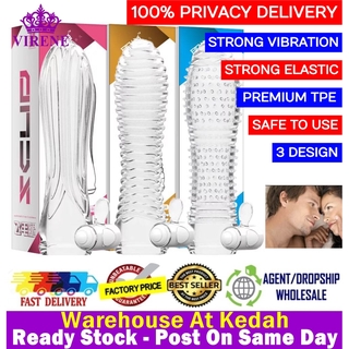 3 Designs Super Stretchy Vibration Crystal Spike Delayed Reusable Vibrator Condoms【100% PRIVACY DELIVERY】Ready Stock