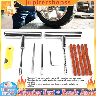 Jupiter【READY STOCK】13Pcs Tire Repair Kit Tyre Repairing Tool Set for Automobiles Motorcycles Electric Vehicles with Box (1)