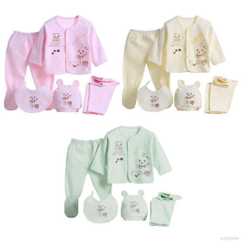 5 Pcs Kids Newborn Baby Cotton Cartoon Clothes set