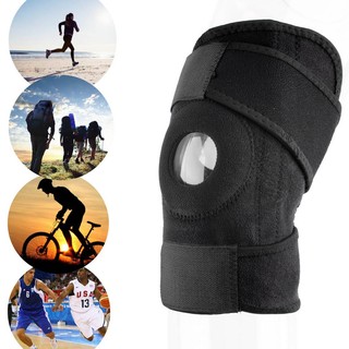 Adjustable Strap Elastic Patella Sports Support Brace Black Neoprene Knee