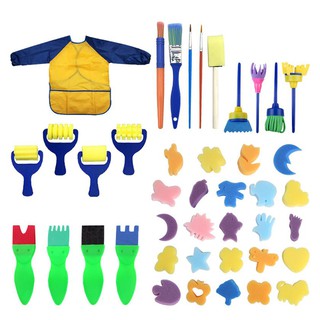 【Kiss】42 pcs Washable Paint Brushes Set Graffiti Tools for Toddler Kids Early Learning DIY Toys Finger Paints sponges Art Supplies Gifts