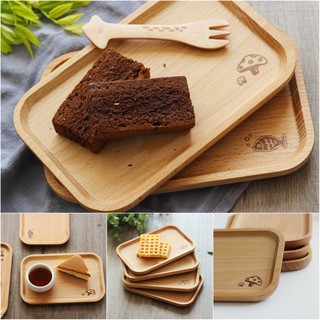 Wooden Rectangular Tea Snack Desserts Fruit Bread Dish Food Serving Tray Plate