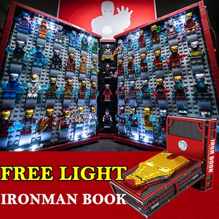 Marvel Avenger Iron Man Collection Book Playmobil Legoinglys Superhero Mini Mark Figures LED Light Lepinblock Toy SY1361