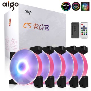 Aigo new RGB fan 120mm LED PC computer fan with cover s RGB mute remote 5v 3pin Aura synchronous computer CPU fan radiator adjustment fan with cover