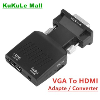 🔥 1080P VGA Male to HDMI Female With 3.5mm Audio USB Cable Converter Adapter