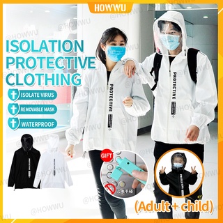 Ready StockProtective clothing Anti-epidemic mask detachable Anti-droplet and dust-proof Anti-epidemic clothing Sun prot