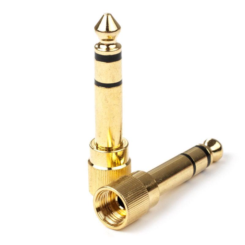 Gold plated 1/4" 6.35mm to 3.5mm plug Stereo Audio Headphone Adapter screw