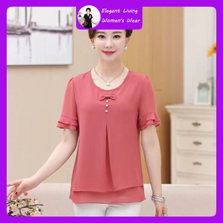 Middle-aged and old women's summer wear mother 40-50 female code into chiffon short sleeve jacket loose t-shirts ren