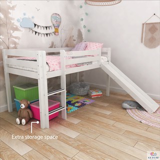 Beds for Kids / Bunk Bed / Mid Loft Bed with slide / Solid Wood / JOY KidZ