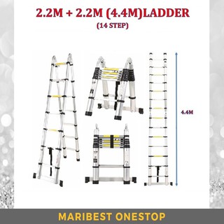 4.4M (2.2M+2.2M) Double-Sided Multipurpose Telescopic Aluminium Ladder T2W22
