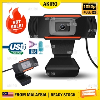 AKIRO HD 1080P Wide-angle Webcam Mini Laptop Computer PC Web Camera wt Mic USB Plug & Play Video Calling No Driver