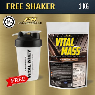 Halal Mass Gainer- Vital Mass 1Kg 0G Sugar Whey Isolate & Tribulus+Free Shaker