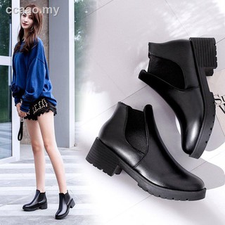 Fashion Simple Black Martin Boots Naked with Round Head