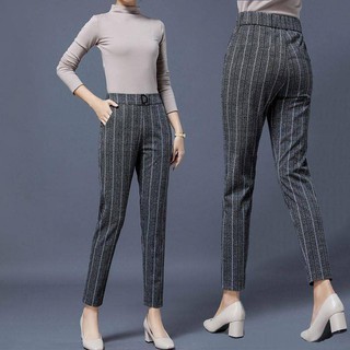 GOOD QUALITY👍Women Formal Long Pants Striped Comfortable Black Office Work Pocket Pants