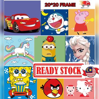 [READY STOCK Frame] 20*20 Paint by Numbers DIY Digital Oil Canvas Painting Cartoon Kids Children