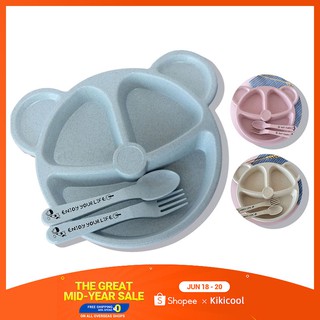 Kid’s tableware Baby plate set Cartoon Meal Plate Set 3PCS/Children's plate + spoon + fork Baby plate