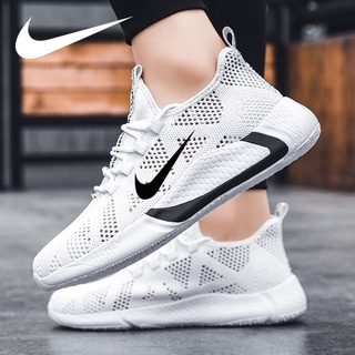 2021 New Nike Fashion Men'S White Running Shoes Breathable Casual Running Shoes Hollow Sports Shoes High Elastic Shoes Ultra Light Summer Large Size 39-48