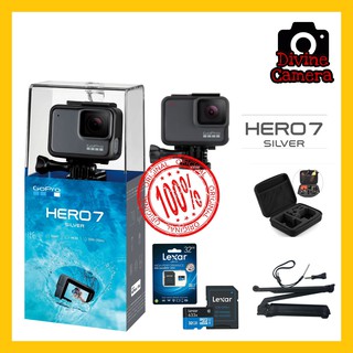 Gopro Hero7 Silver Waterproof 4K Action Camera with Lexar 32GB Micro SD card