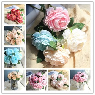 Ready Stock Artificial Flower Silk Peony Core Wrapped Flower Bouquet Colours Wedding Flowers Centrepiece Decoration