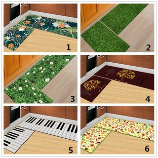 2pcs/set Kitchen Floor Mat Pastoral Style Long Mats Anti-slip Area Rugs Carpets