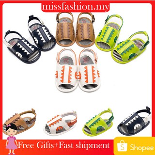 （11-13cm）Toddler Baby Crocodile Cartoon Striped Soft Sandals Casual Shoes