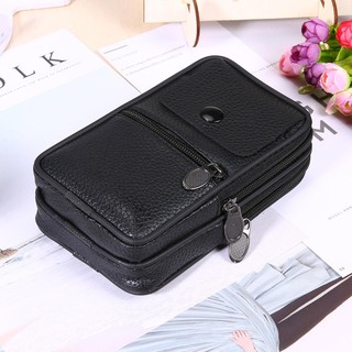 Men Business Phone Holder Bag Case PU Leather Zipper Flap Waist Pack Pouch