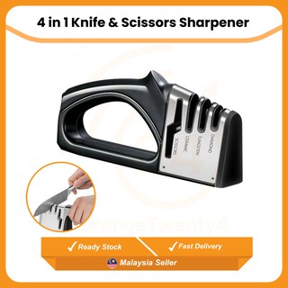 🔥HOT SELLING🔥🔥 ORANGEWARE🔥4 in 1 Knife & Scissors 4 Stages Sharpener For Knife/Scissors Stoning/Knife Slicker