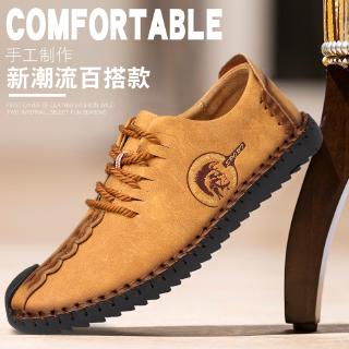 Ready Stock New Korean Style Men's Loafers Casual Genuine Leather Shoes Doug Boat Microfiber Leather Driving Shoes Slip On Men Loafers