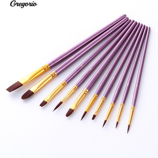G 10Pcs/Set Round Pointed Tip Detail Paint Nylon Hair Acrylic Painting Brushes