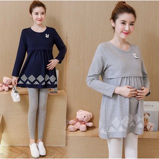long sleeve women pregnant pregnancy breastfeeding nursing cotton tops blouse