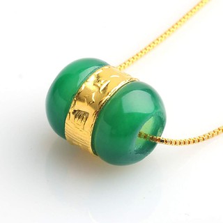 999 Gold Wada Jade Wrap 6 Words Mantra Lucky Pendant with Chain Necklace