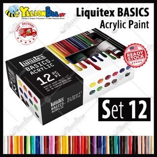 Liquitex BASICS Acrylic Colour Paint Set 12 Colors Tubes Best Acrylic Colourful Painting Art for Beginners on Canvas (1)