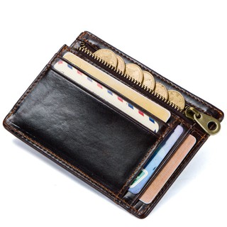 Cowhide leather RFID men card wallet mini card holder men's small thin walet
