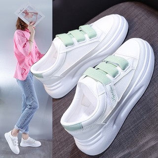 Mesh Velcro thick bottom small white shoes female casual wild breathable inner increase board shoes