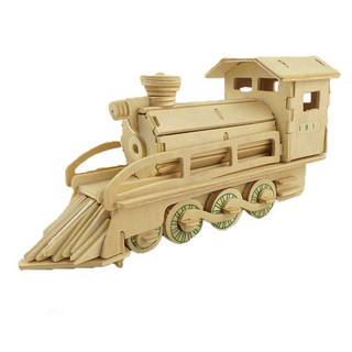 Wooden Rolling Locomotive Train game model 1pc Toy Woodcraft Construction Kit