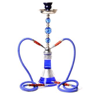 Middle Size Double Hose Glass Hookah Travel Shisha Pipe Set Chichas with Ceramic Bowl Charcoal Tongs Bar Accessories