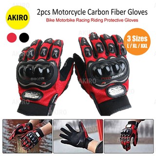 AKIRO 2pcs Motorcycle Riding Carbon Fiber Bike Racing Protective Hand Gloves