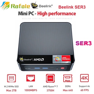 Beelink SER3 Gaming Mini PC Windows 10 Computer AMD Ryzen 7 3750H 4K UHD Triple Display Office Pocket Computer