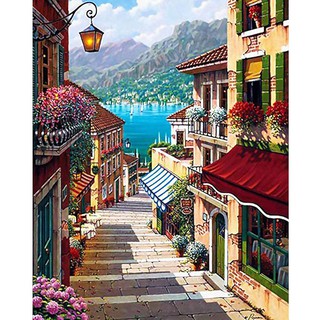 Home Decor Canvas Paint By Number Kit Digital Oil Painting DIY Stair No Frame