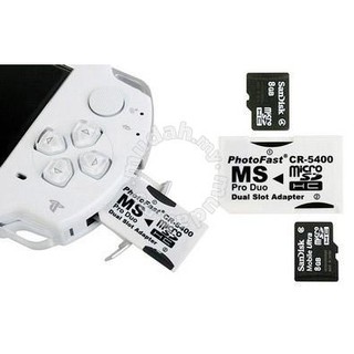 PSP Memory Card Stick Dual 2 Slot Adapter Micro SD MicroSd TF Converter Photofast CR-5400 10MB/s Game