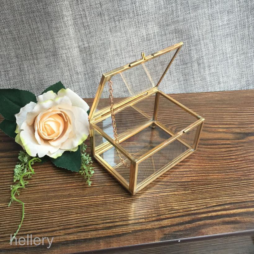 Modern Style Geometric Glass Jewelry Box Table Succulent Plants Container Decor
