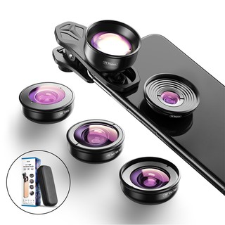 APEXEL 5-in- 1 HD Phone Lens Wide-angle+Macro+Fisheye+2X Telephoto Mobile Phone Lens